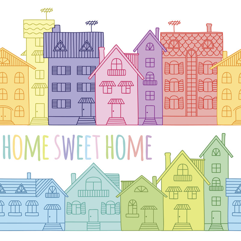 «Coloured Homes» par Evgeniav, impression sur toile tendue, L 12 po x H 12 po