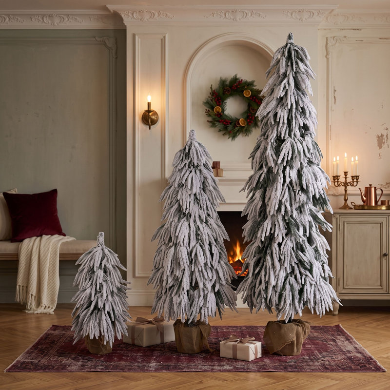 Arbre de Noël artificiel floqué avec lumières aux couleurs changeantes
