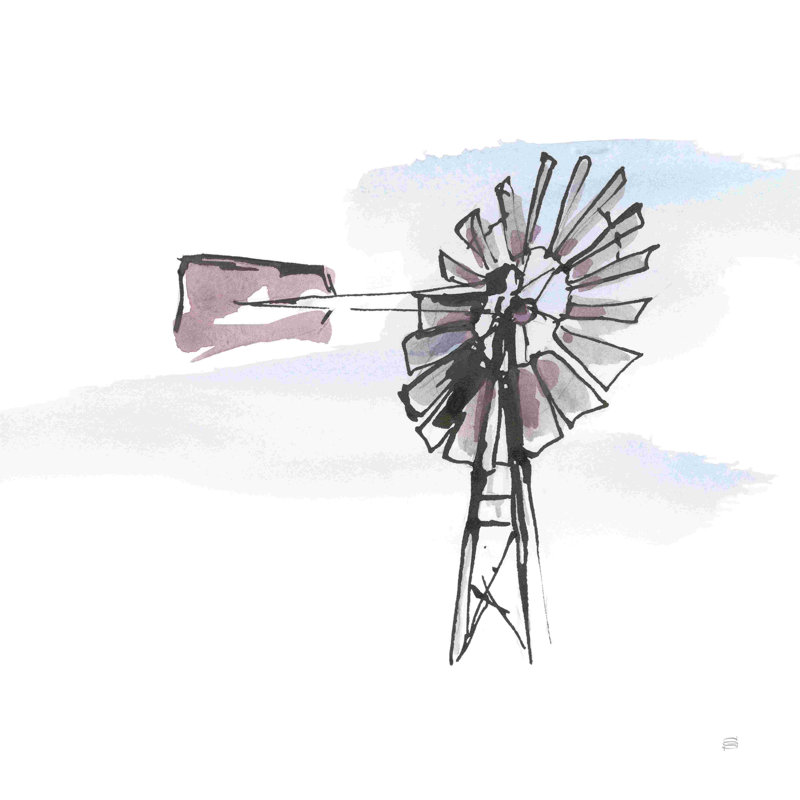 Peinture sur toile tendue Windmill VIII - par Chris Paschke, H 12 po x l 12 po
