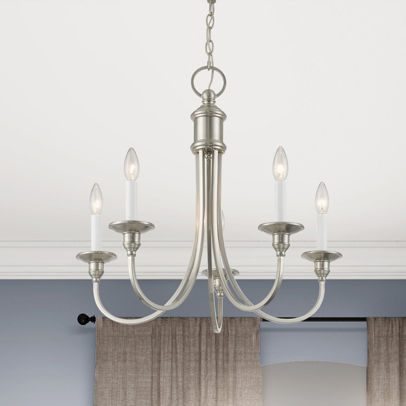 Eckard 5 - Light Dimmable Classic / Traditional Chandelier, Brushed Nickel