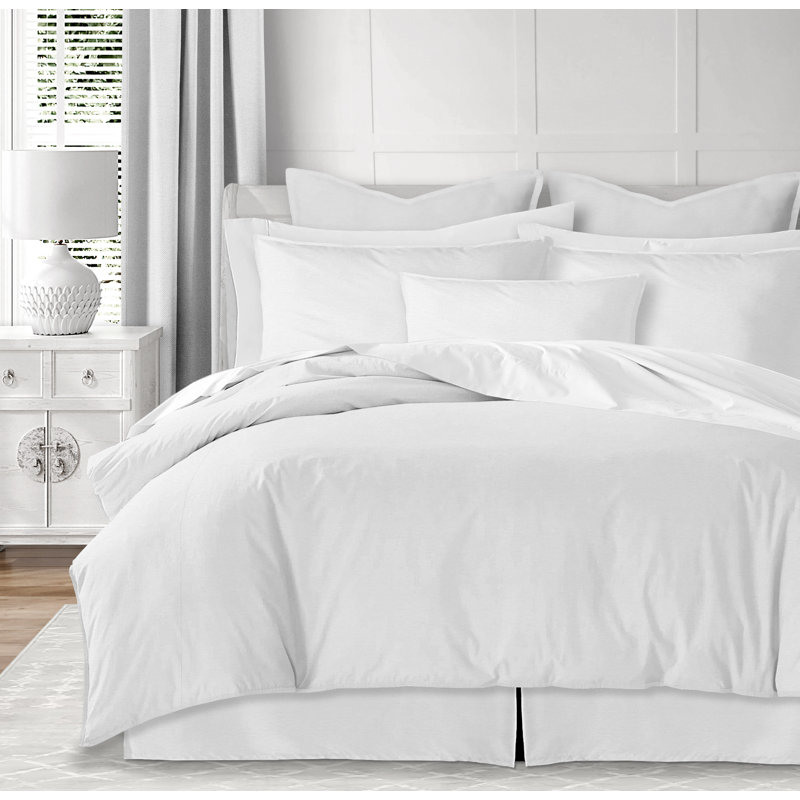 Ensemble d'édredon 2 pièces Eastport, Édredon grand + 2 taies décoratives, Blanc, Coton