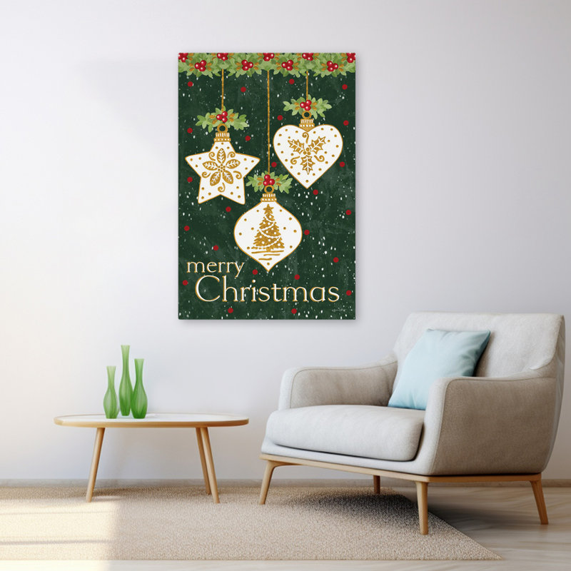 Merry Christmas Ornaments - Décorations de Noël contemporaines Holly Festive Design Art, H 32 po x l 48 po