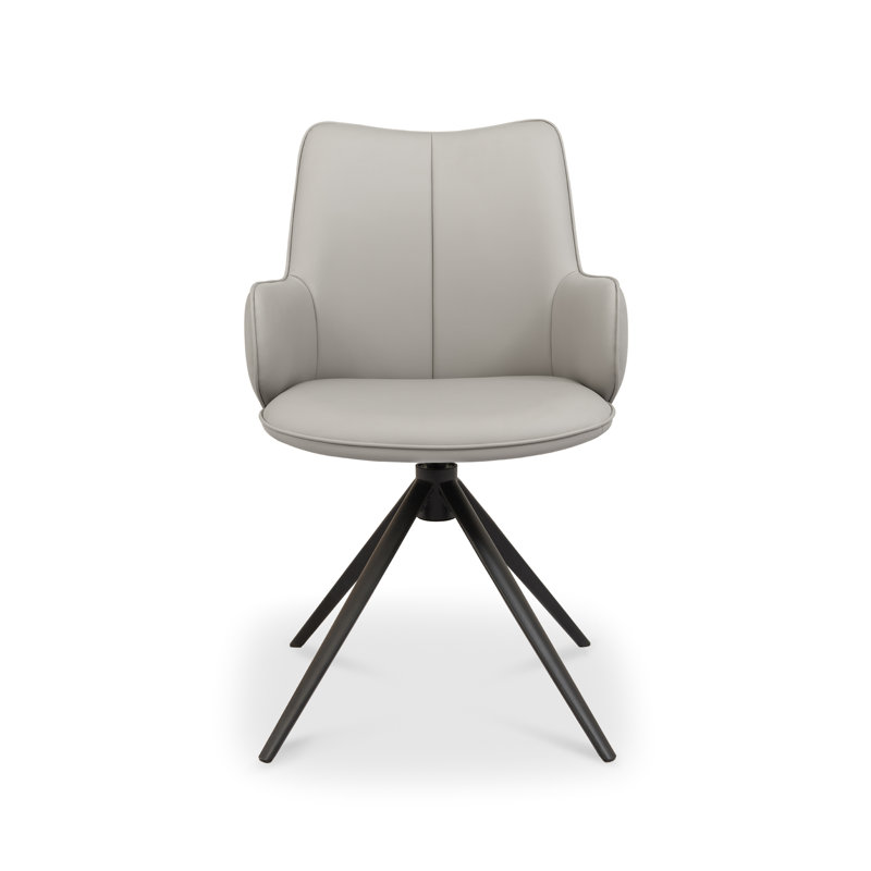 Adina 360° RETURN SWIVEL CHAIR - FAUX LEATHER - BLACK SAND POWDER COATED LEGS (SINGLE), Grey