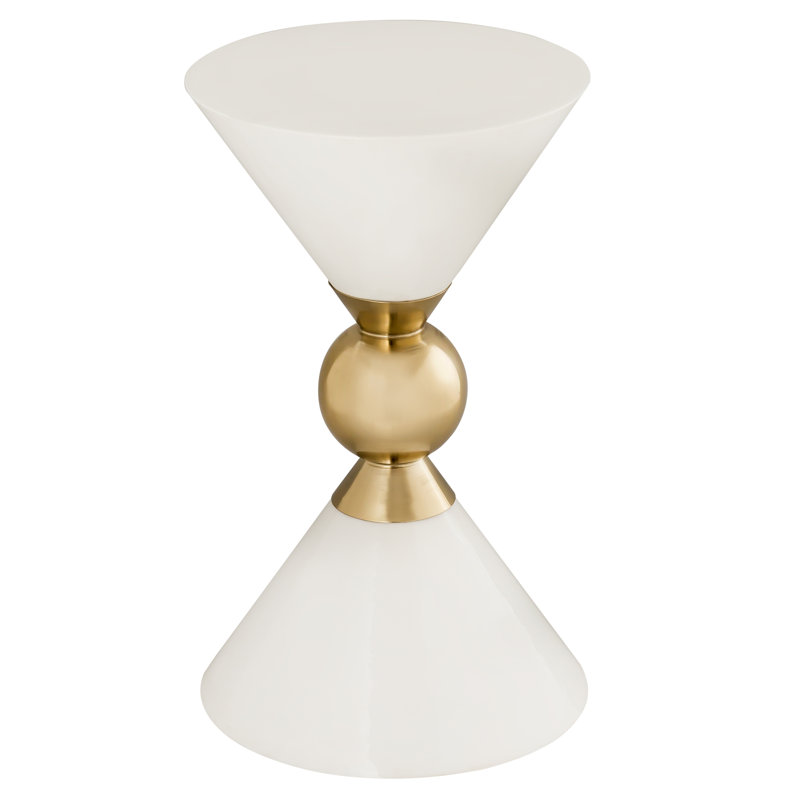 White and Gold Round Metal Accent Table