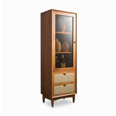 Présentoir 19,69 "en bois massif brun standard et armoires en porcelaine