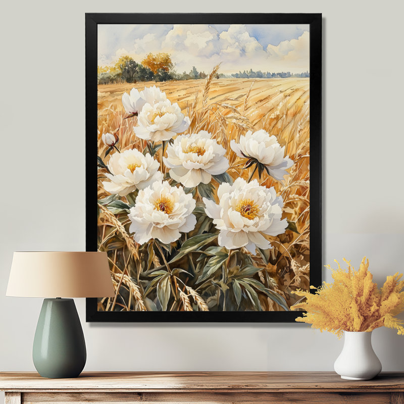 Bateman - Floral Canvas Wall Art, Noir, Reproduction encadrée sans passe-partout, H 20 po x l 12 po