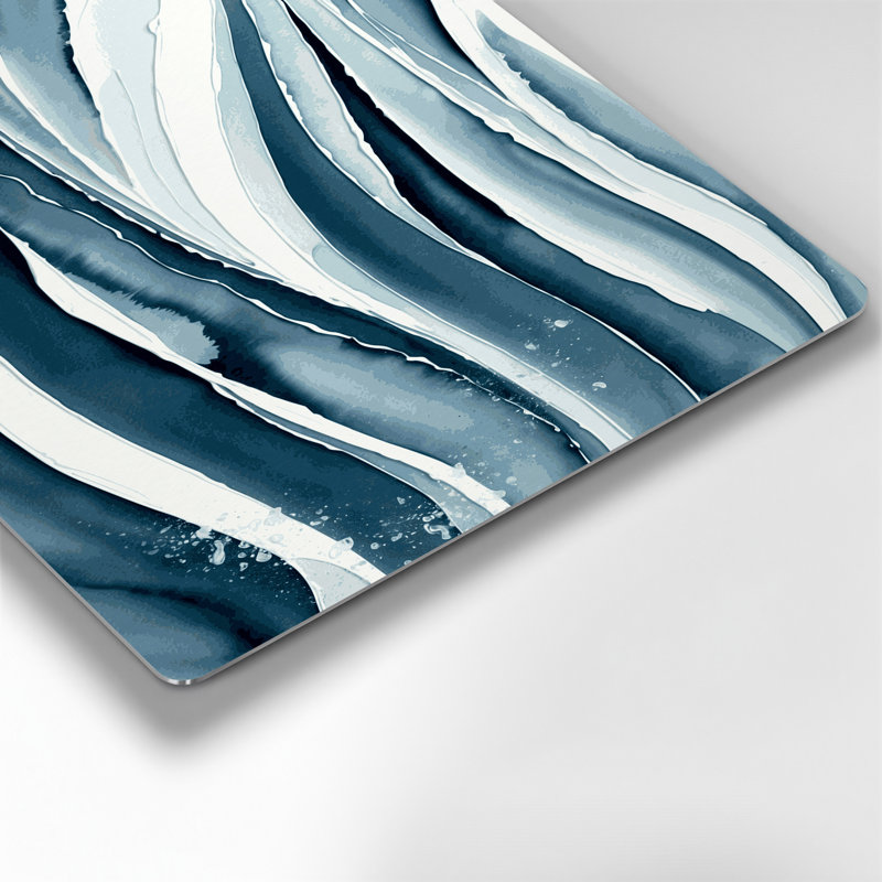 Art mural horizontal horizontal rayé bleu ardoise en métal bleu, H 20 po x l 20 po