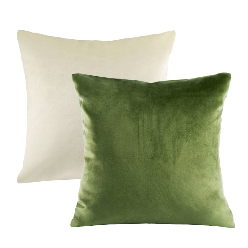 Reversible Throw Pillow, Light Green/Off White, 20"H  x 20"W