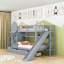 Lit superposé pour enfants avec 2 tiroirs, tablettes et glissoire-314194907-314194900
