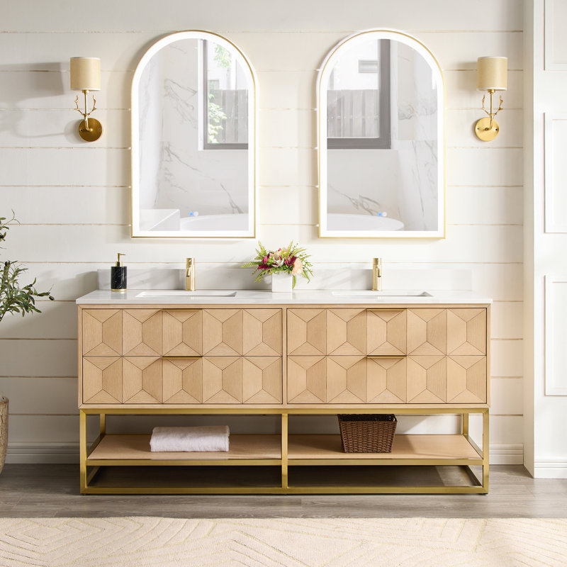 Ensemble de meuble-lavabo double 72 po Milagro, Or brossé
