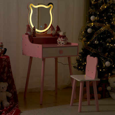 20"W Kids Vanity Set With Bear Shape Mirror