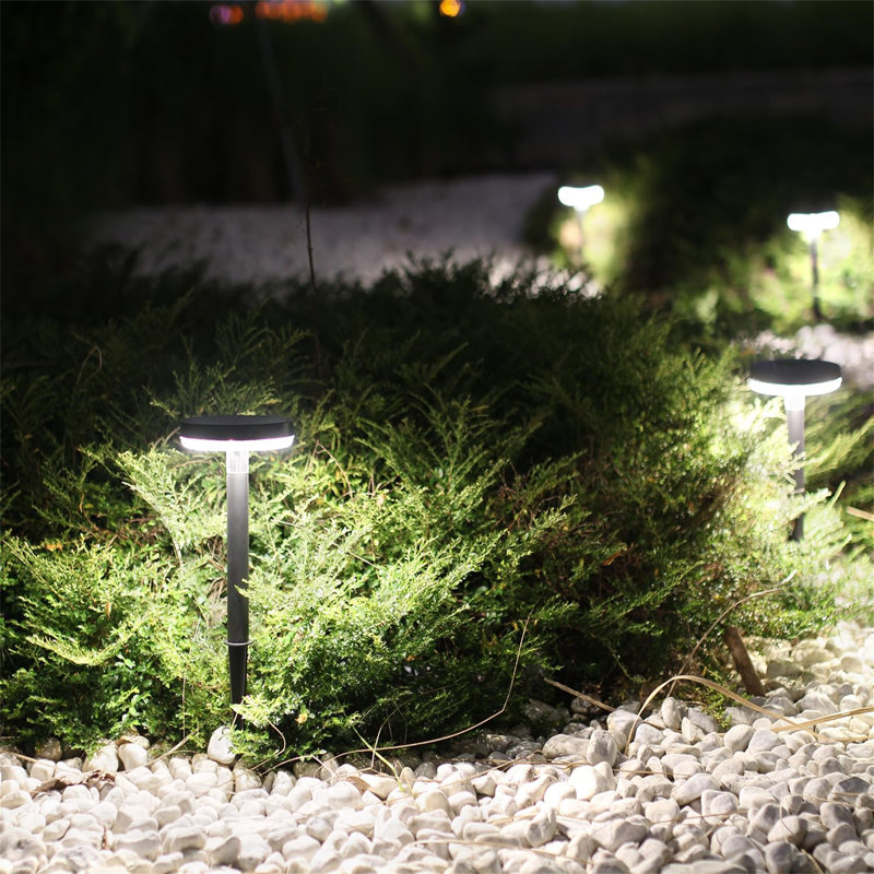 Black Solar Powered LED Pathway Lights with Polysilicon Top, 4 Pack