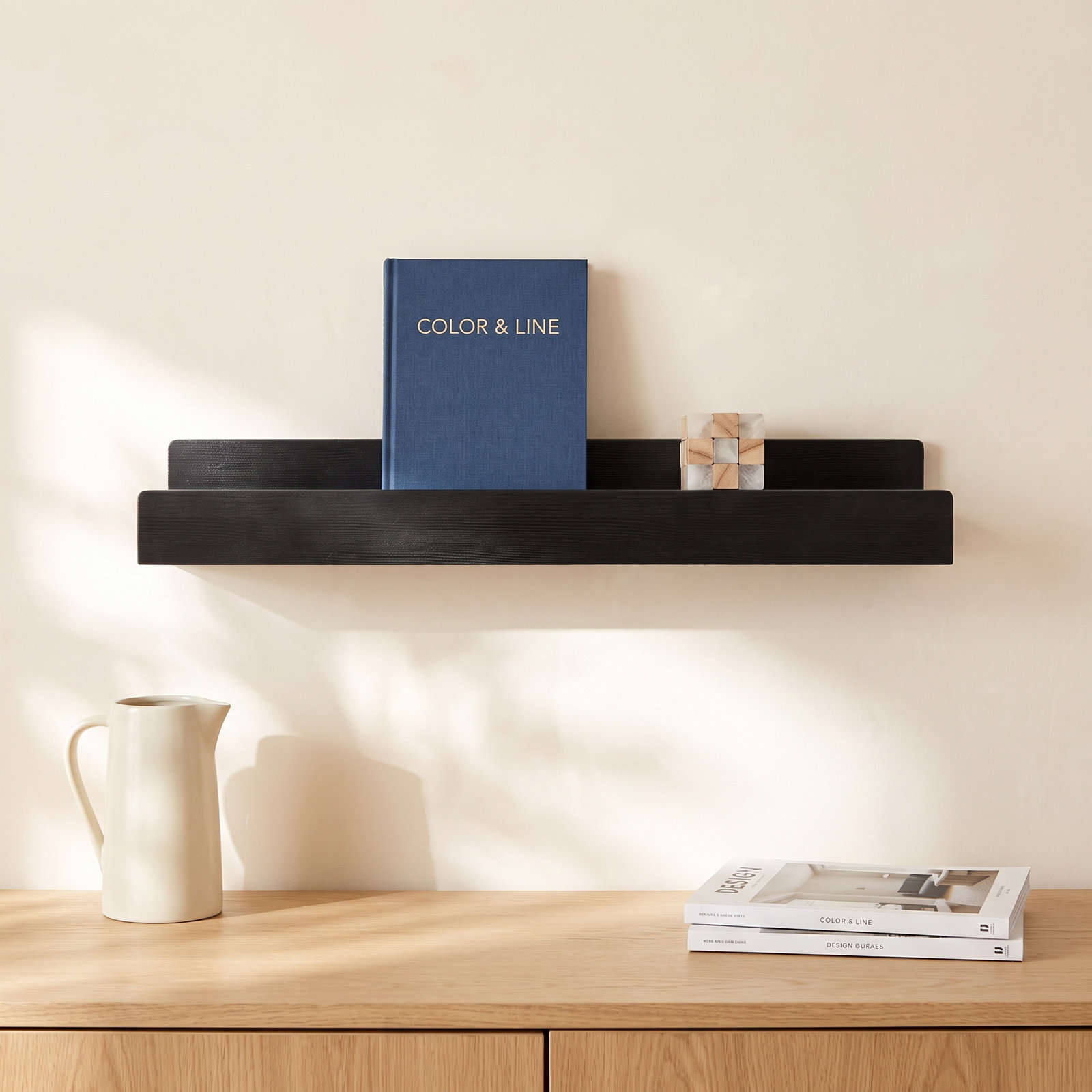 Dezerea Lipped Floating Shelf, 3.5" H x 24" W x 7.25" D, Black