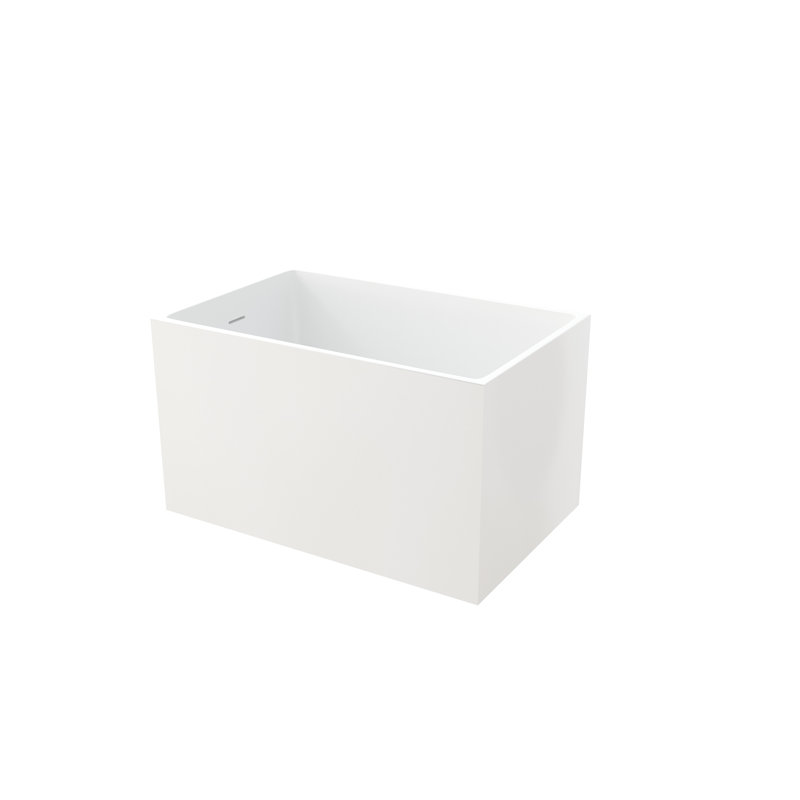 43-Inch Modern White Acrylic Soaker Bathtub With Non-Slip Design, High Gloss, Fiberglass Reinforcement, Comfortable Square Shape And Design For Deep Soaking, Luxury Chic Style Bath Tub, 43.19 Inches