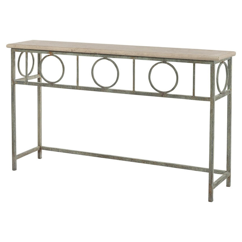Hampton Console Table, Lite Travertine, Deep Ocean