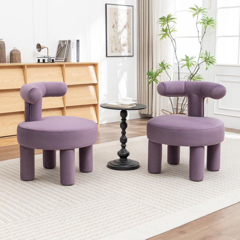 Fauteuil demi-tonneau en velours Bula, Mauve, Velours velours