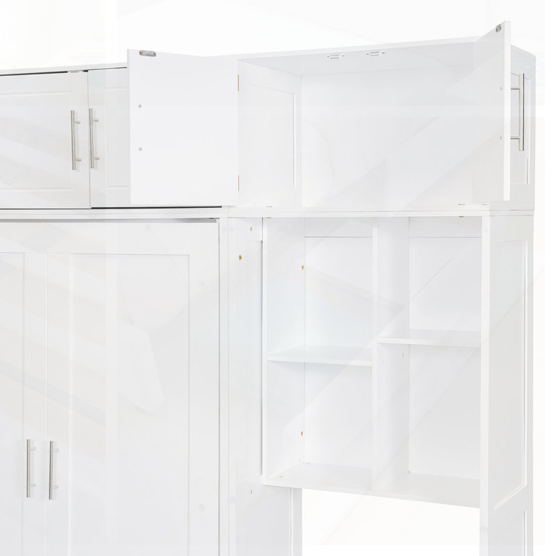 Lit escamotable double pleine grandeur avec bureau, armoire supérieure et tablettes de rangement, lit pliable peu encombrant pour une vie moderne