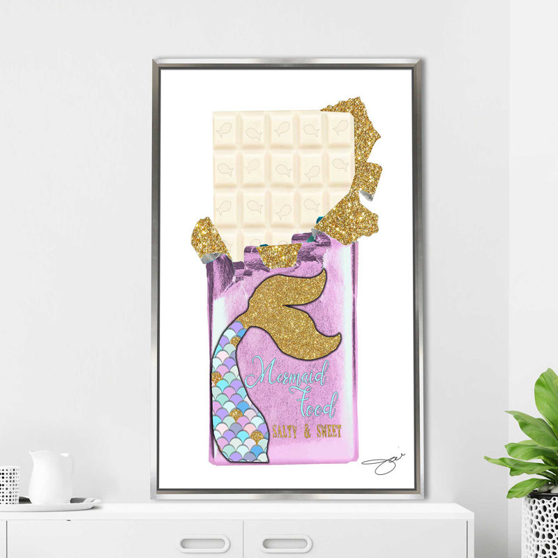 «Mermaid Chocolate Salty & Sweet 2» par By Jodi - impression, Cadre flottant argent, H 63,5 po x l 39,5 po x P 2 po