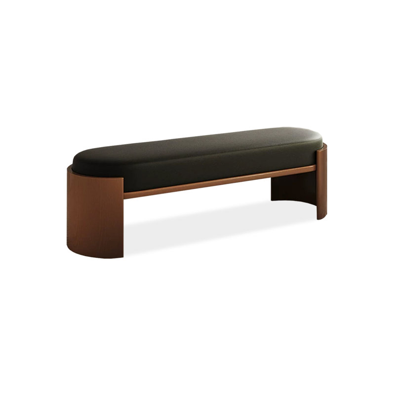Banc rembourré Modern, H 17,72 po x l 47,24 po x P 13,78 po, Noyer, Noir