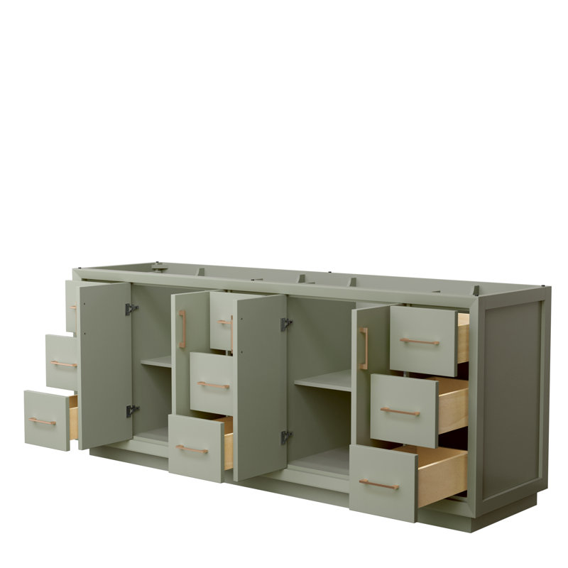 Strada 83.25'' Double Bathroom Vanity Base Only, Light Green/Brown