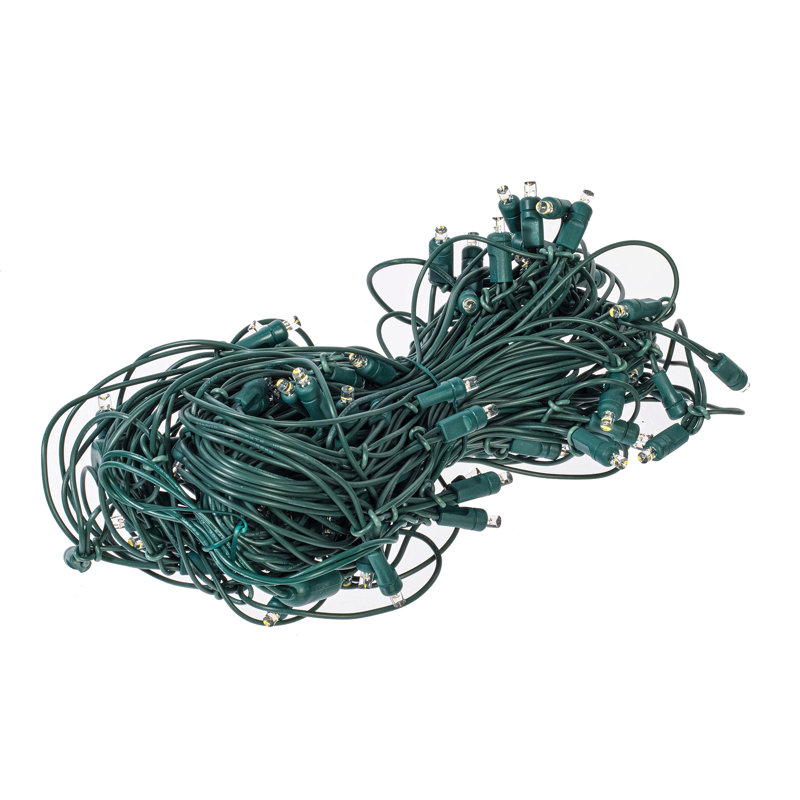  100 RGB-Warm White Wide Angle Single Mold End-Connecting Coaxial Non-Rectified LED 4' x 6' Net Light on 22AWG Green Wire