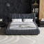 Lit plateforme tapissier très grand de luxe avec coussin amovible surdimensionné et structure de lit en bois de pin massif-102807119