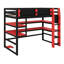 Structure de bureau polyvalente combinant un bureau, un support latéral d'organisation, des tablettes à plusieurs compartiments et une bande lumineuse RVB programmable-309062426