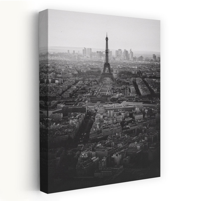 Eiffel Tower Over Paris Classic Abstract Architecture City Wall Art Print by Mathieu - Wrapped Canvas Print