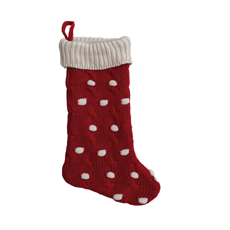 Bas de Noël tricoté à pois