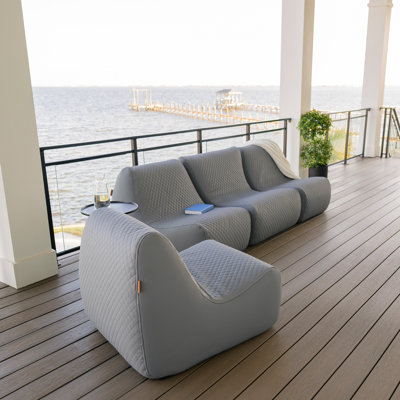 Big Joe Solvana Outdoor Patio Furniture Set, Performance Linen Weather-Resistant Fabric, 5 Piece Sectional