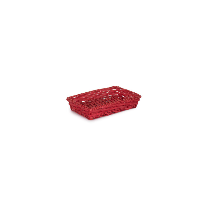 Wicker Storage Tray Basket, Red