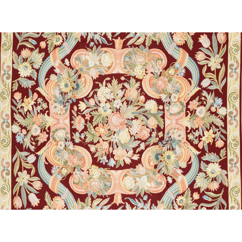 Hand-Knotted High-Quality Red and Beige Area Rug