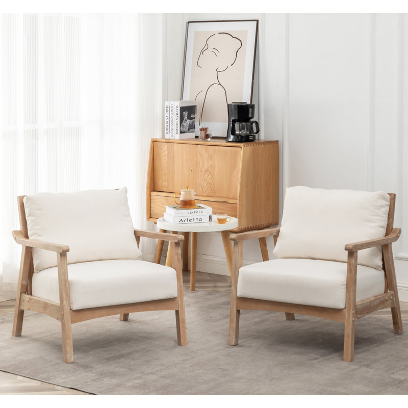 Willbanks 27" W Polyester Armchair, Beige Polyester