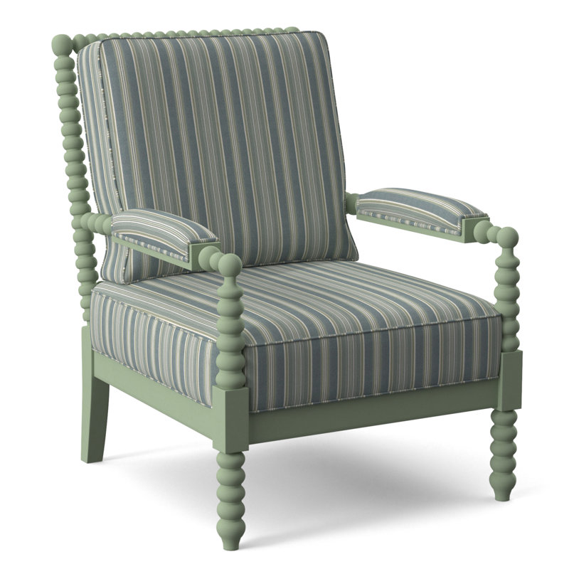 Jamilla Armchair, Green and Blue Stripe; 0252-54, Celery Finish