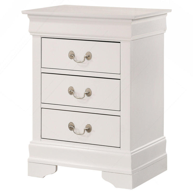 Charmante table de chevet traditionnelle blanche, Blanc