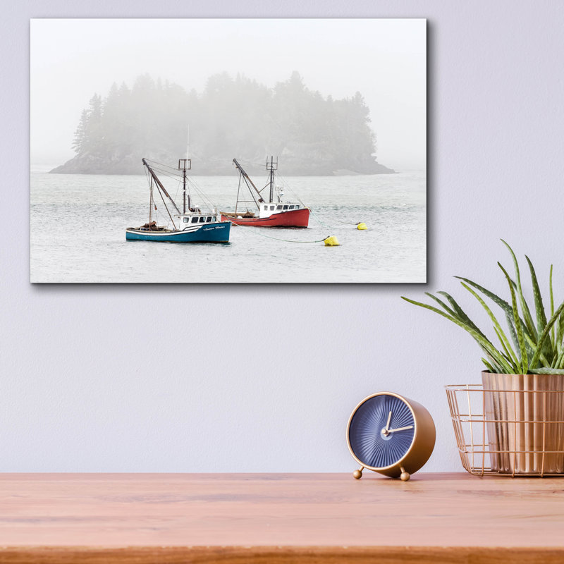 «Harbor In The Mist» par Rick Berk, art mural en verre acrylique, 24 po x 16 po, H 12 po x l 16 po x P 0,13 po