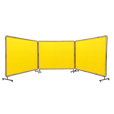 Welding Screen with Frame, 6' x 6' 3 Panel Welding Curtain Screens, Flame-Resistant Vinyl Welding Protection Screen