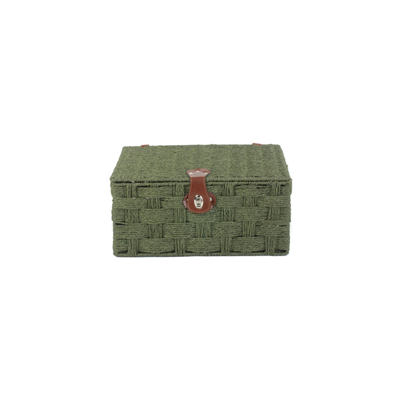 Paper Rope Gift or Storage Hamper, 19cm H x 40cm W x 30cm D, Green