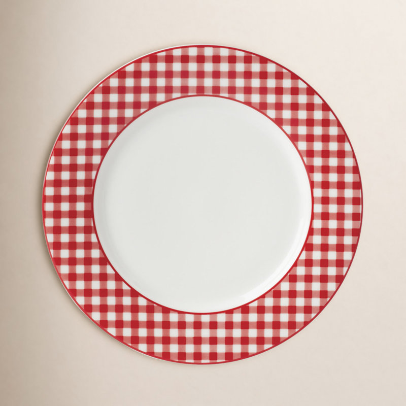 Lenox Gingham Red Dinner Plates, Set of 4