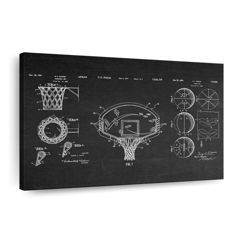 Basketball Patents, reproduction sur toile, L 8 po x H 12 po