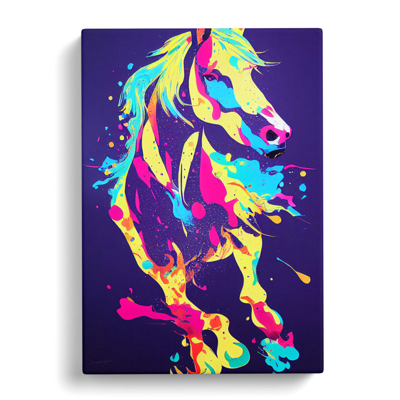 Paint Splash Horse No.1 Abstract - Wrapped Canvas Print, 50cm H x 35cm W x 3cm D