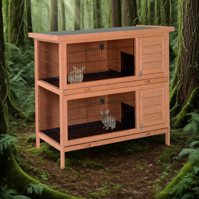 Rabbit Hutch Bunny Cage Wooden Pet House Small Animal Habitat