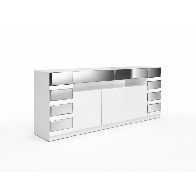 Mera White Lacquer Mirrored Buffet Server