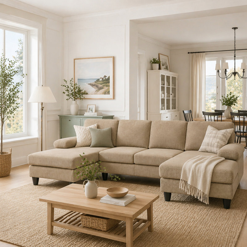 Canapé Nubby Upholstery, Polyester brun clair