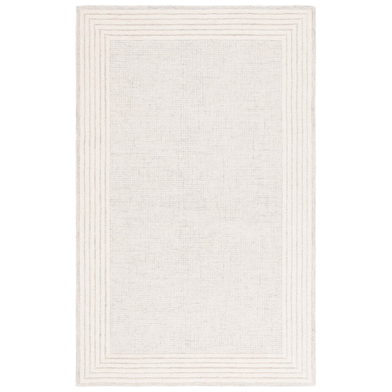 Khameron Ebony Hand Tufted Wool And Cotton Bordered Rug, Rectangle 8' x 10'