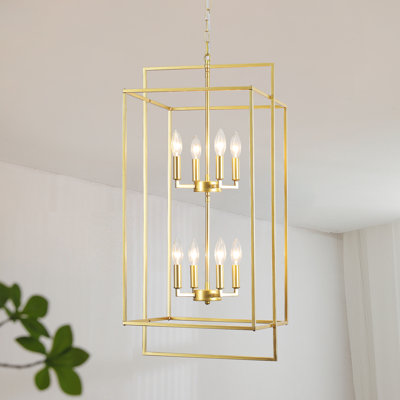 8 - Light Dimmable  Lantern Rectangle Chandelier