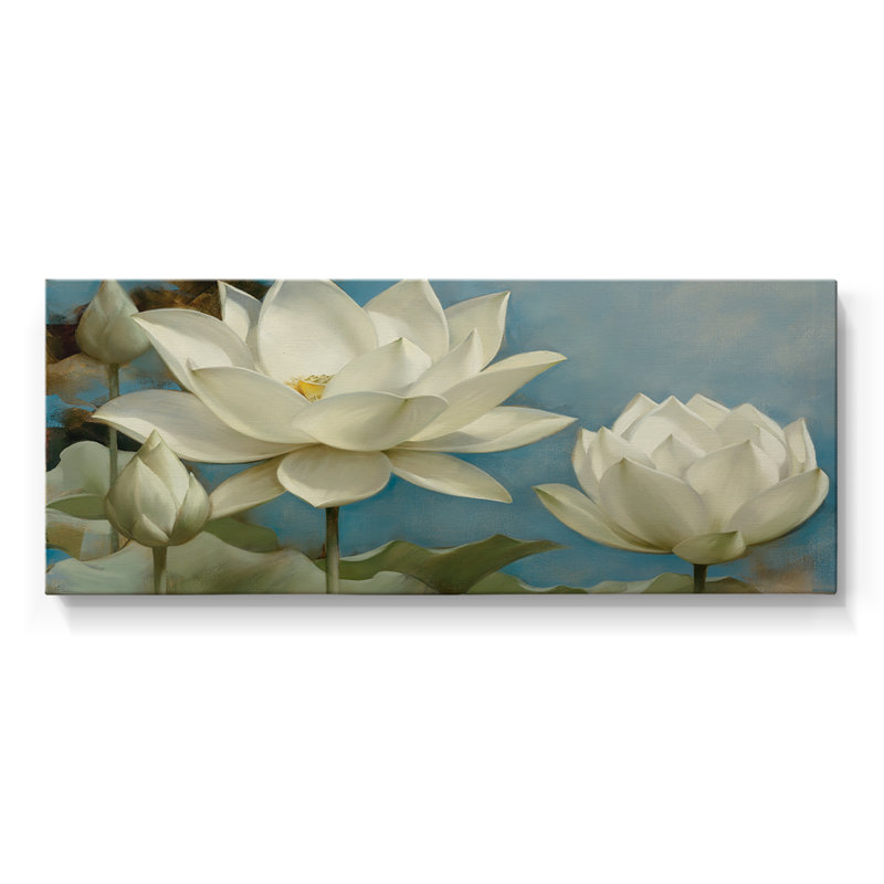 Lotus I - Toile tendue avec châssis - Prêt à accrocher, H 12 po x l 30 po