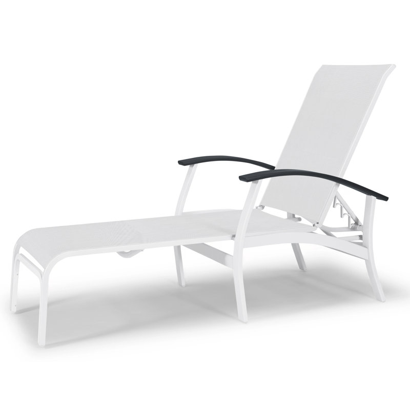 Askar Outdoor Rust-Resistant Metal Chaise Lounge, Harper Taupe Sunbrella®, Classic Graphite P30, Gloss White