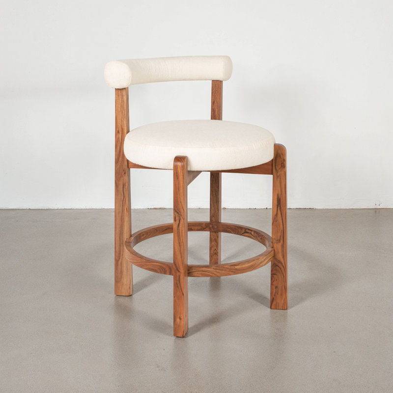 Lucas Acacia Wood & Boucle Counter Height Bar Chair