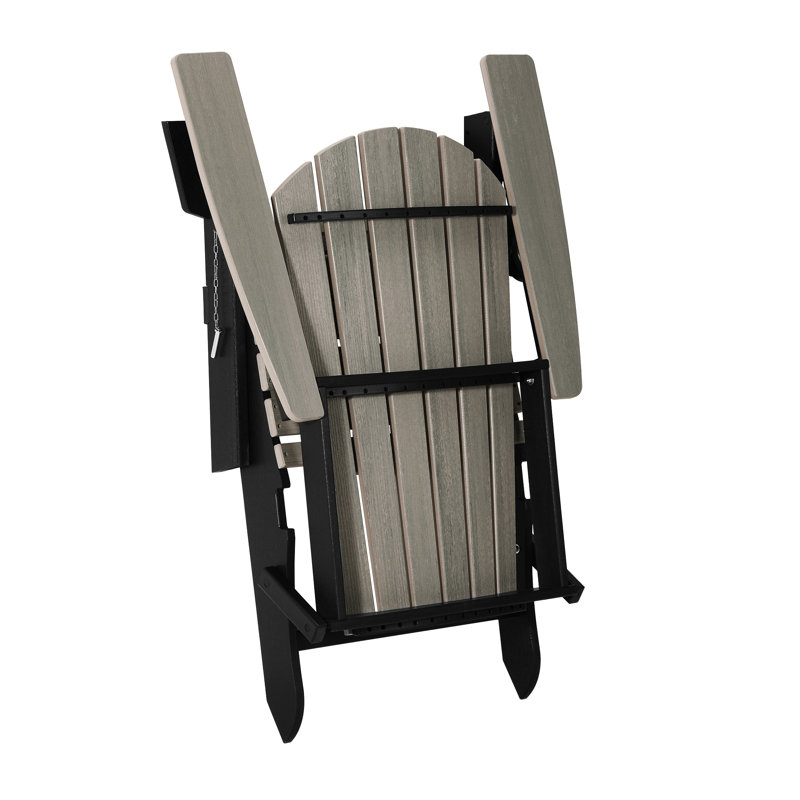 Chaise Adirondack pliante, noire, Gris clair / noir